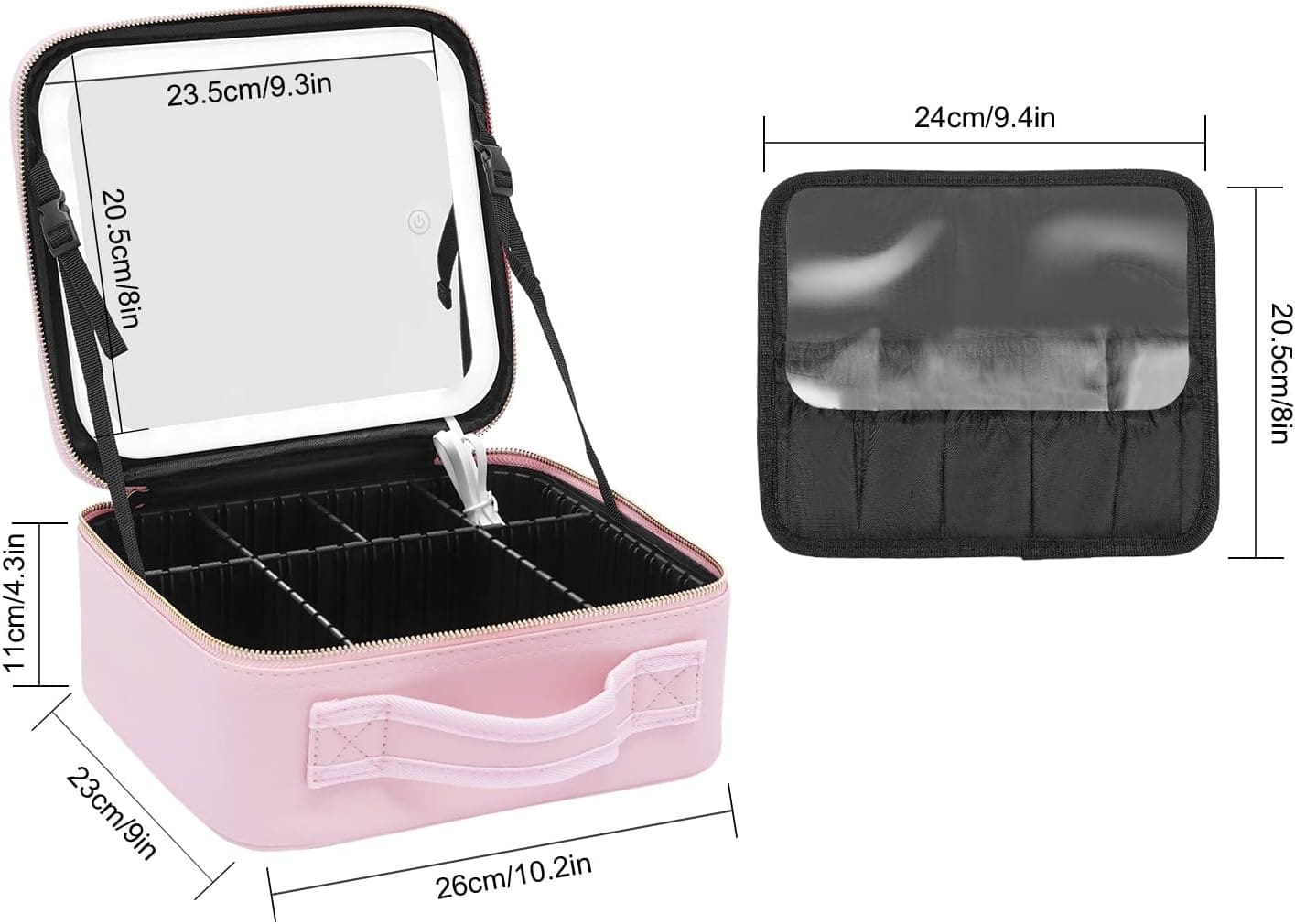 Tocador portátil con espejo LED
