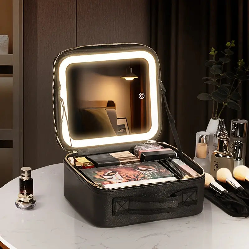 Tocador portátil con espejo LED