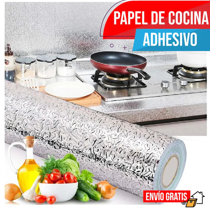 PAPEL ALUMINIO AUTOADHESIVO IMPERMEABLE - 5metros X 60cm